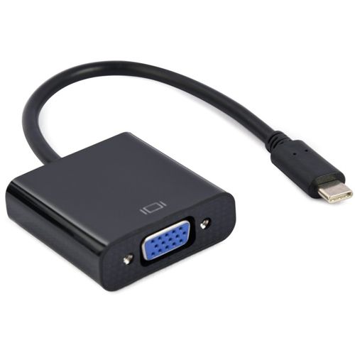 Gembird A-CM-VGAF-01 VIDEO Adapter USB-C to VGA HD15, M/F, Cable 15cm, Black, Blister slika 1