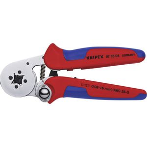 KNIPEX 97 55 04 Samostalno prilagođavajuće se klipne kliješta za žičane krajnje cijevi sa bočnim ulazom s višekomponentnim rukavima, kromirana 180 mm Knipex  97 55 04 kliješta za krimpanje      