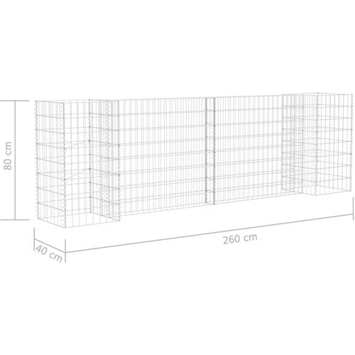 Gabionska sadilica u H-obliku od čelične žice 260 x 40 x 80 cm slika 6