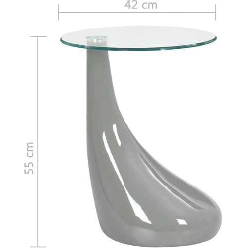 Stolić za kavu s okruglom staklenom pločom sivi visokog sjaja slika 9