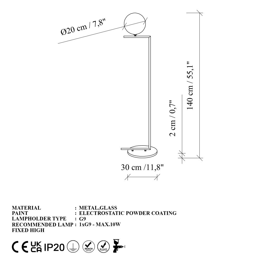 Luminar - 14181 Zlatna Podna Lampa slika 8