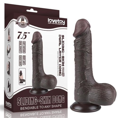 Lovetoy Sliding Skin black dildo 19,5cm slika 1