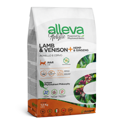 Alleva Holistic Cat Adult Lamb &amp; Venison + Hemp &amp; Ginseng 1.5 kg slika 1