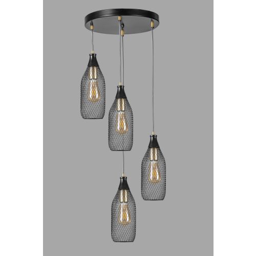 Rio 4 Lü Tepsili Siyah Sarkıt Black Chandelier slika 3