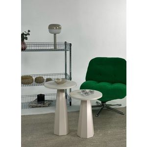 Set bočnih stolova "Lilyum (57 + 47)" - boja: Krem