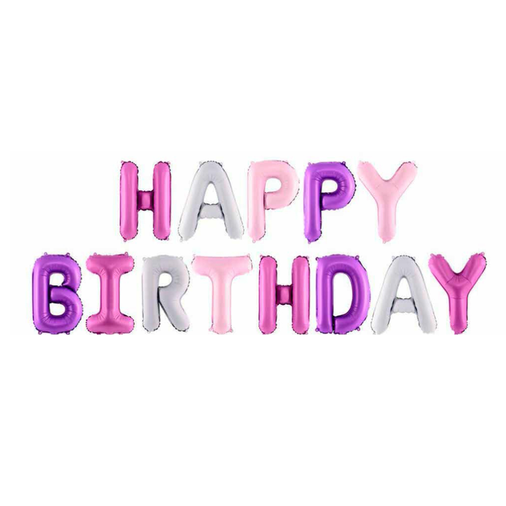 FB6P-000 Folijski balon Happy Birthday Mix boja 340x35cm slika 1