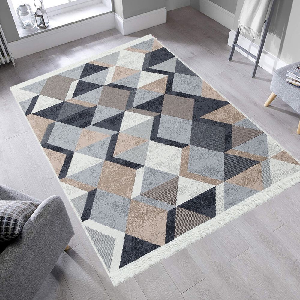 Elegantni Bež, Crni i Bijeli Tepih (160 x 230 cm) slika 1