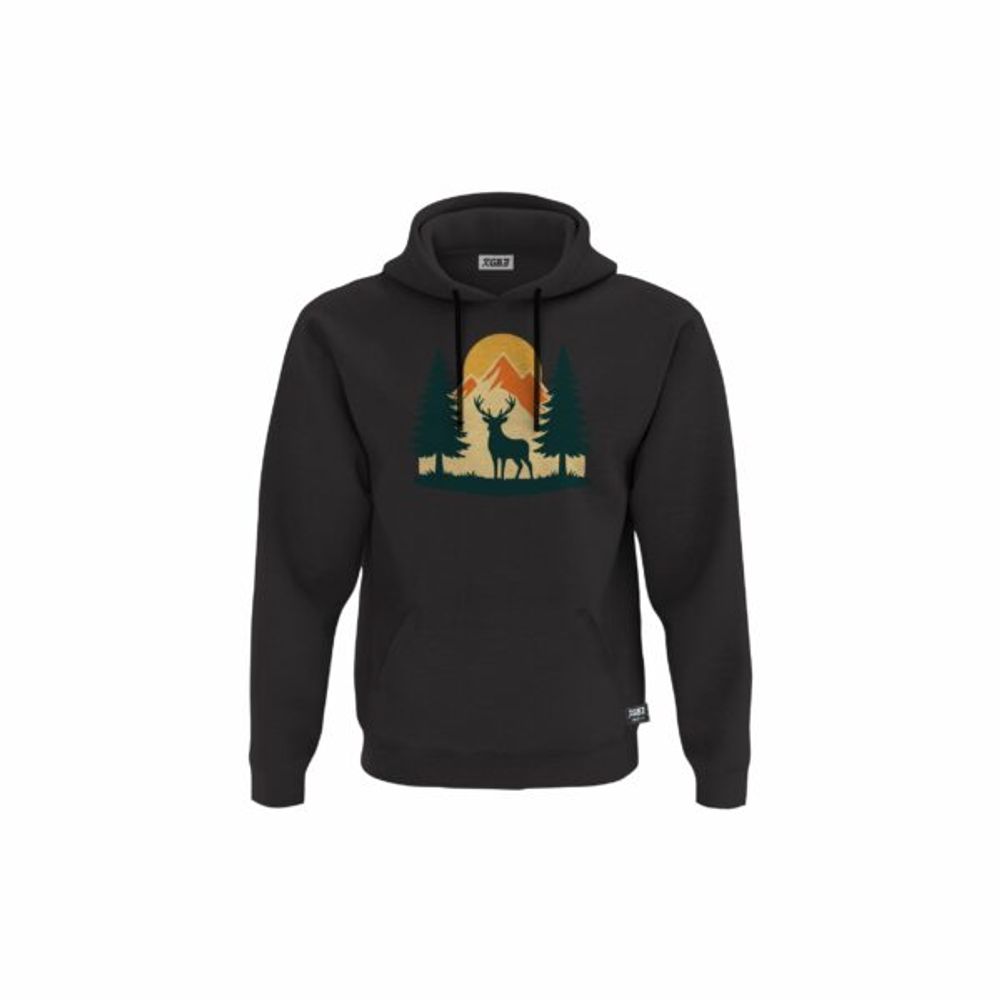 XGB3 Duks sa kapuljačom i džepom Deer Nature Black slika 1