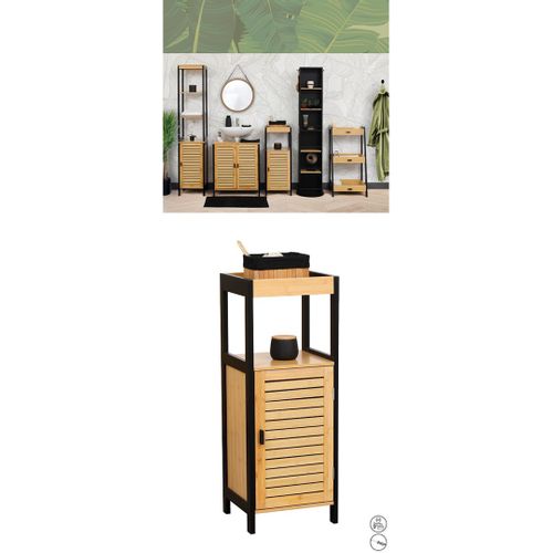 TENDANCE CEBU KUPATILSKI ORMARIĆ SA 1 POLICOM I VRATIMA 90X34X30CM MDF/BAMBUS CRNA 9902704 slika 2