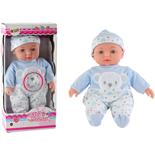 Lutka beba - Plava pidžama s medvjedićem, šešir, zvukovi slika 1
