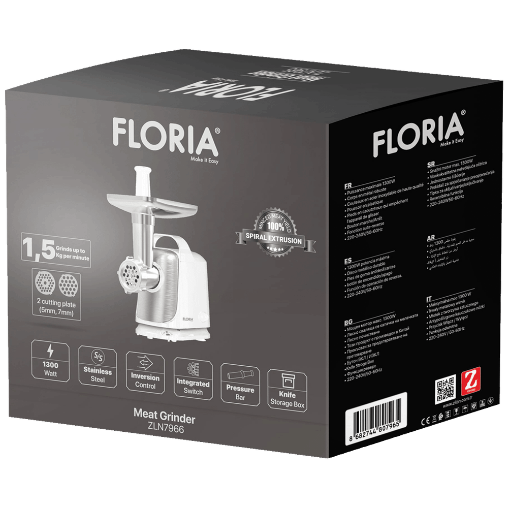 Floria Mašina za mljevenje mesa, snaga 1300 W - ZLN7966 slika 2