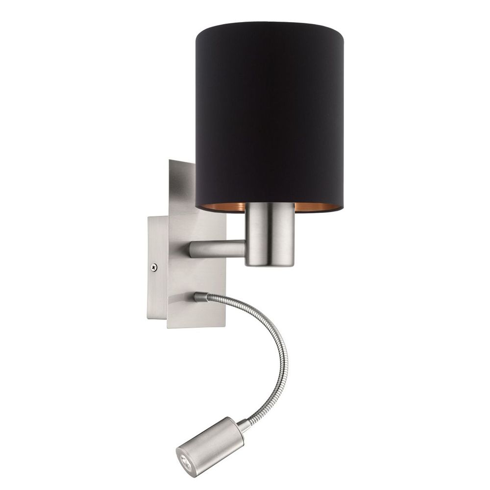 Eglo Pasteri Zidna Lampa 2, E27, LED 3,5W, Nikl-Mat, Crna-Bakar slika 1