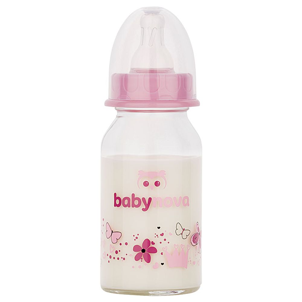 BABY NOVA Staklena flašica za bebu 0m+ 125ml, Pink slika 1
