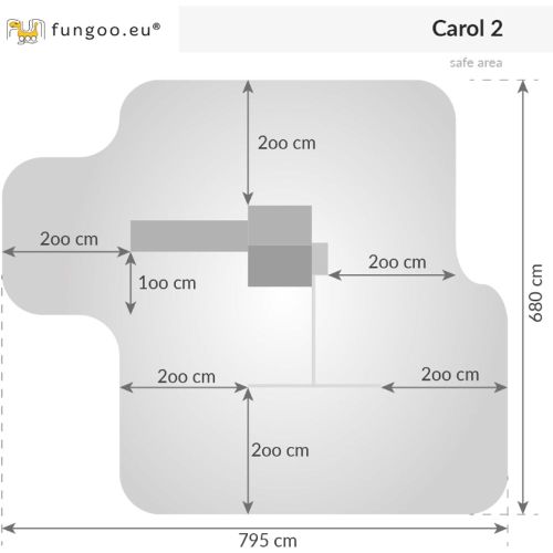 Fungoo Set Carol 2 sivo - belo - drveno dečije igralište slika 5