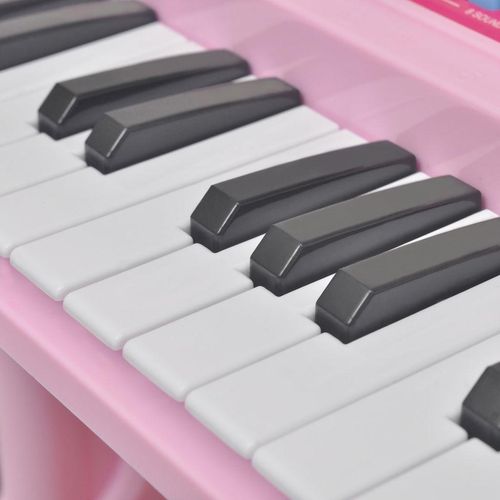 Ružičasta dječja klavijatura s 37 tipki, stolcem i mikrofonom slika 8