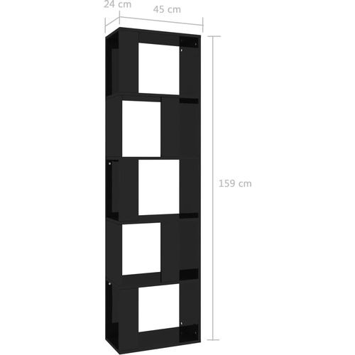 Ormarić za knjige / pregrada sjajni crni 45x24x159 cm iverica slika 20
