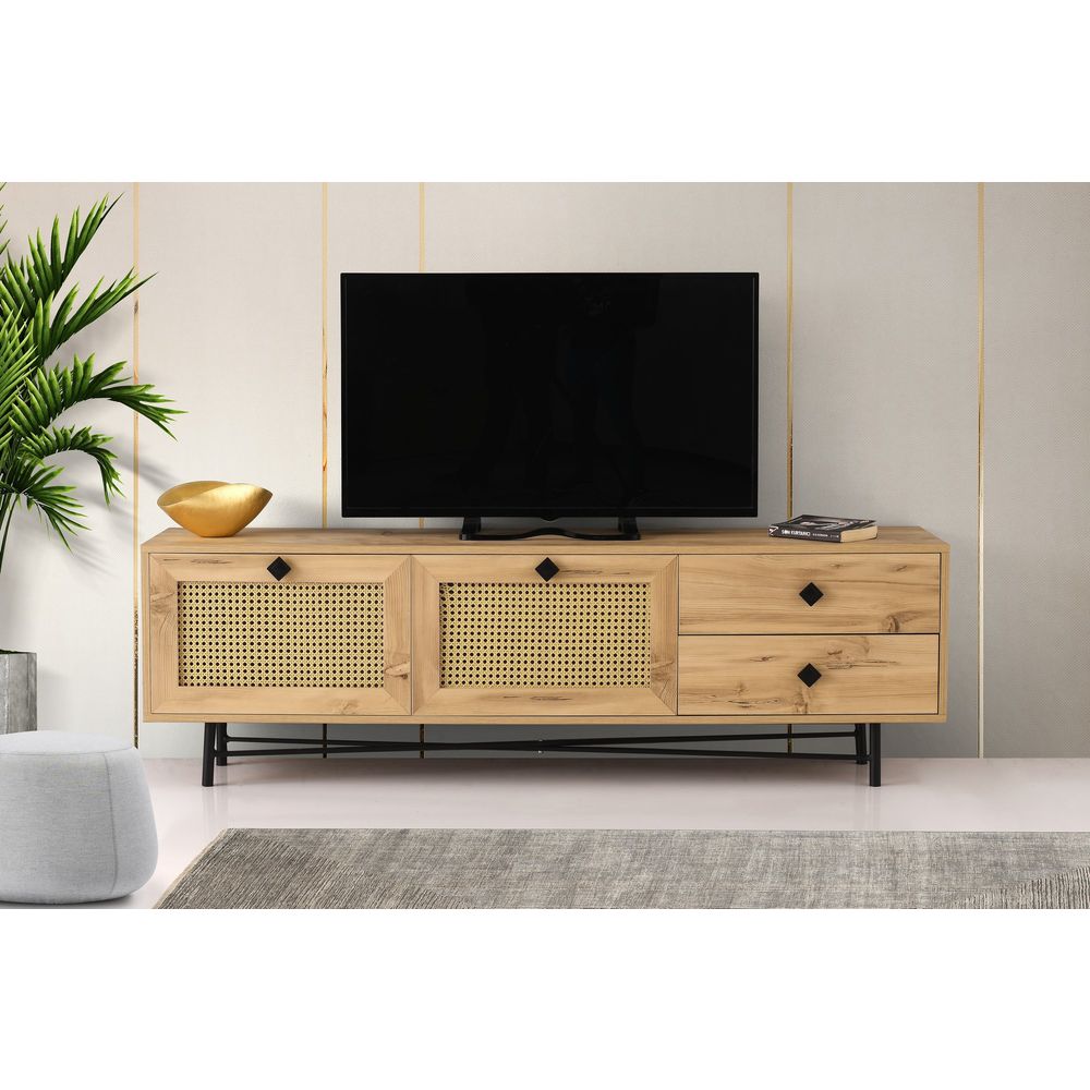Hapsiyas 180 Oak Black TV Stand slika 1