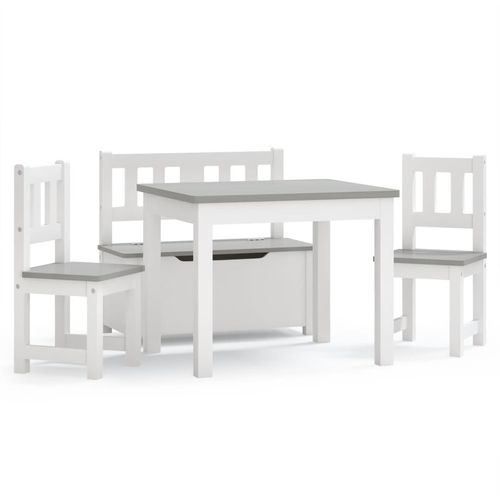 4-dijelni set dječjeg stola i stolica bijelo-sivi MDF slika 2
