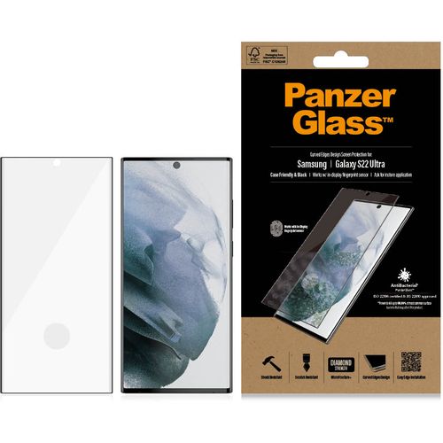 Panzerglass zaštitno staklo za Samsung S22 Ultra fingerprint case friendly antibacterial black slika 1