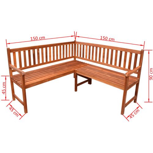 Vrtna kutna klupa 150 cm masivno bagremovo drvo slika 24