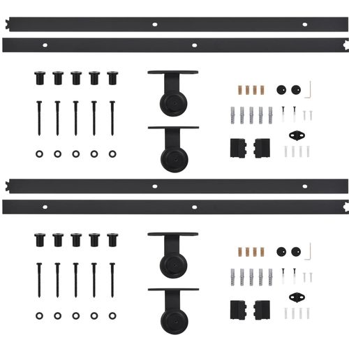 Pribori za klizna vrata 2 kom 200 cm čelični crni slika 18