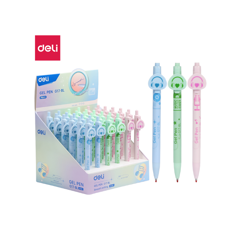 ROLER GEL DELI DEČIJI MUSIC 0,5mm plavi ispis EG17-BL slika 1