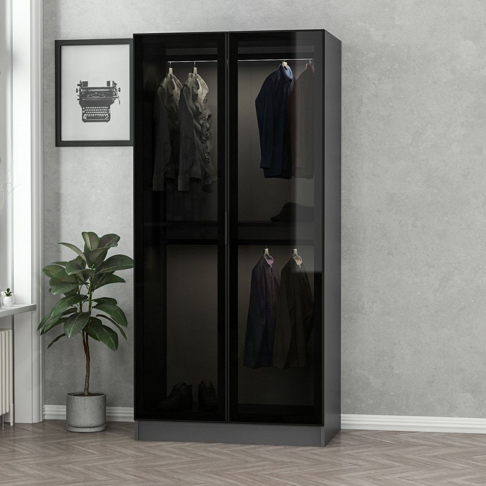 Kale Glass Anthracite - Crna Antracit Ormar slika 3