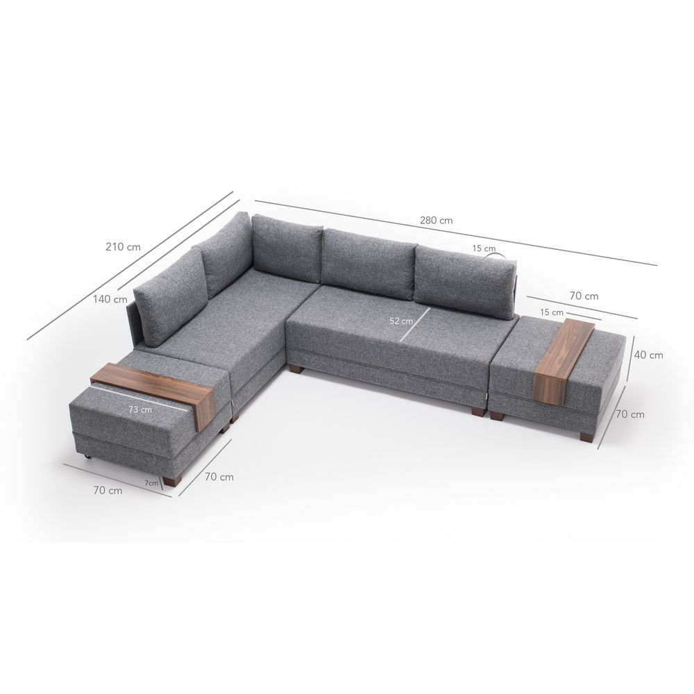 Ugaona Sofa na Razvlačenje Fly Corner - Siva slika 10