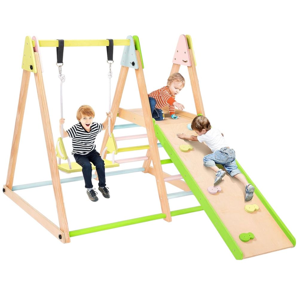 Kinder Home Sklopiva drvena penjalica sa ljuljačkom Pikler slika 23