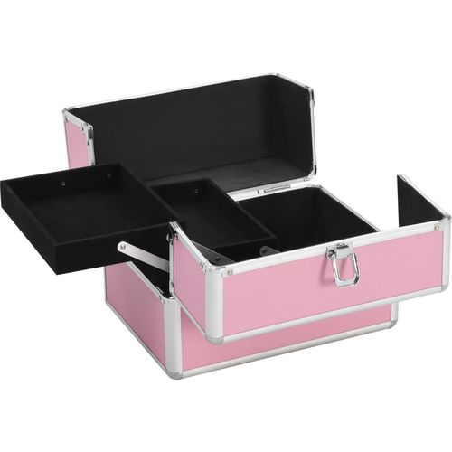 Kovčeg za šminku 22 x 30 x 21 cm ružičasti aluminijski slika 3