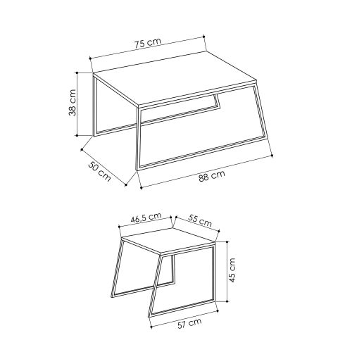 Pal Orta Sehpa - Oak Oak
Black Coffee Table Set slika 7