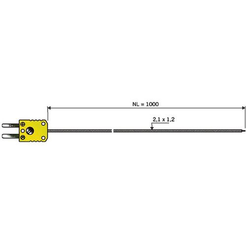 TE senzor 1xK NL1000 D2x0.5mm, GLS izoliran, opleten, B+B minijaturni utikač, žuti, mjerno područje -50..+400°C B + B Thermo-Technik 0644 1402-30 senzor zraka  -50 do +400 °C  Tip tipala K slika 1