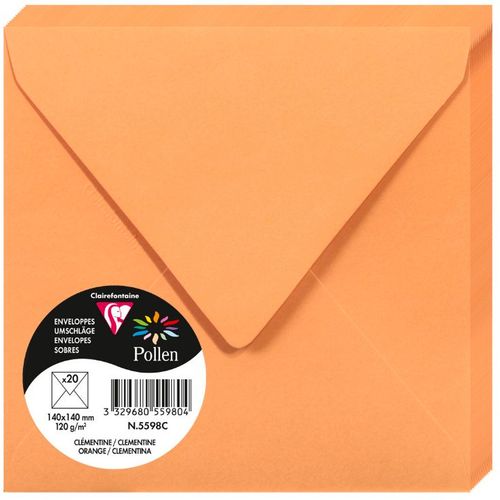 Clairefontaine kuverte Pollen 140x140mm 120gr orange1/20 slika 1