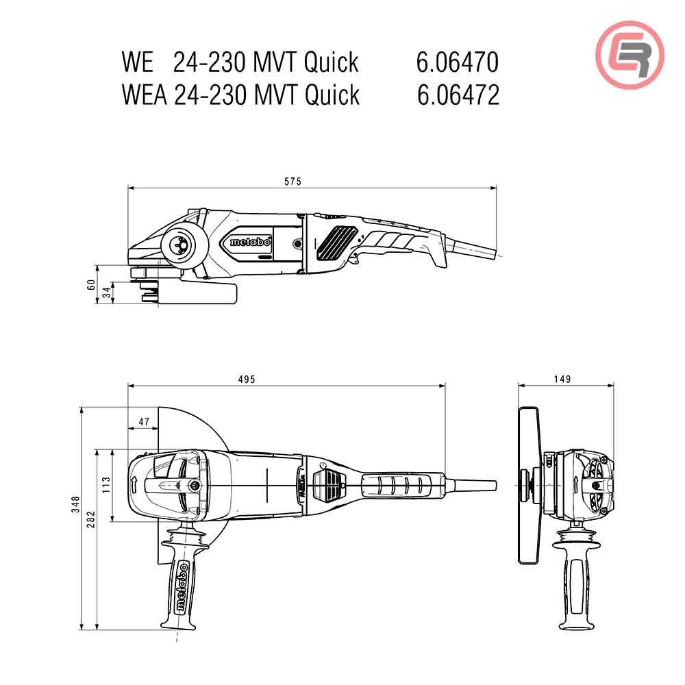 Metabo Brusilica WE 24-230 MVT Quick Kutna 230 mm / 2.400 W – 606470000 slika 5