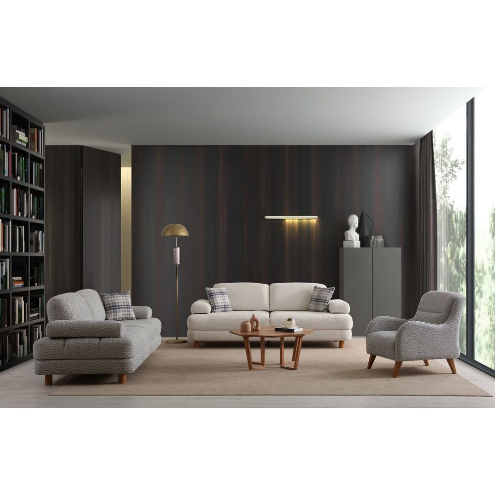 Sofa na razvlačenje za 3 osobe - Krem boja slika 3