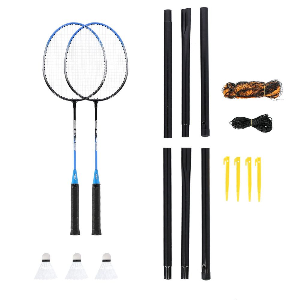 Nrz012 čelični / badminton set 2 rakete + 3 loptice + mreža + navlaka nils slika 7
