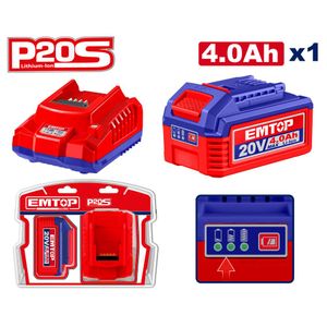 Komplet punjač i akumulatora 4Ah P20S Emtop ELBCPK1012