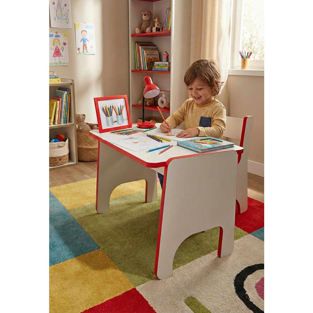 Set stola i stolica za djecu - Crvena i bijela slika 1