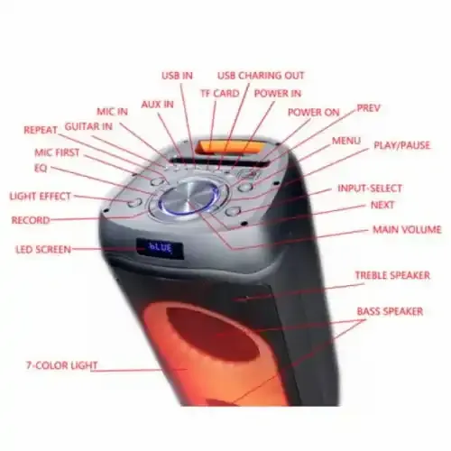 Microlab PT802W/BT/TWS/USB/microSD/2xMic 200W Karaoke zvučnik  slika 4