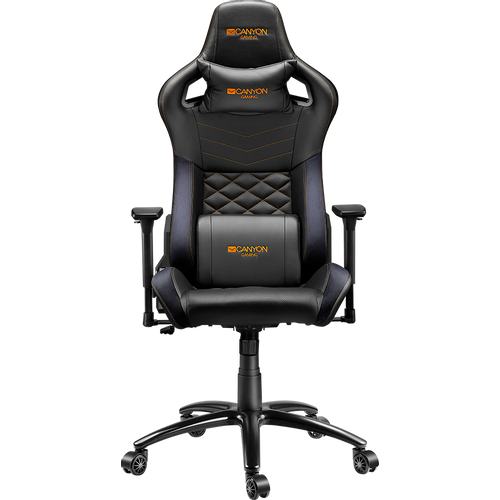 CANYON Nightfall GС-7 Gaming chair, PU leather, Cold molded foam, Metal Frame, Top gun mechanism, 90-160 dgree, 3D armrest, Class 4 gas lift, metal base ,60mm Nylon Castor, black and orange stitching slika 1