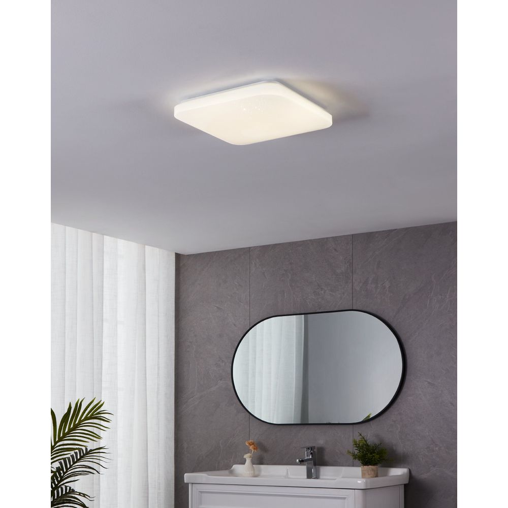 Eglo plafonjera 'Frania-S' LED, 14,6W, IP44, 330x330 mm, bijela/kristal efekt slika 2