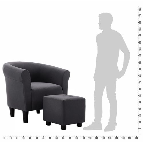 2-dijelni set fotelje i taburea od tkanine crni slika 56