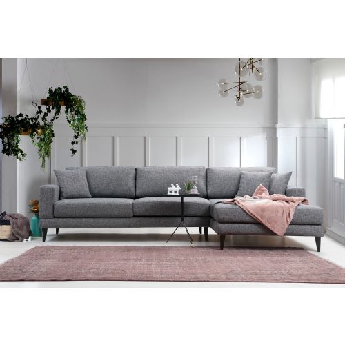 Atelier Del Sofa Kutna garnitura na razvlačenje, Tamno siva, Nordic Corner Right (L3+Chl) slika 1