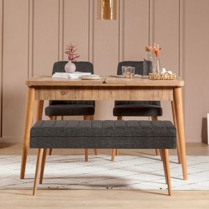 Vina 1053 - 3 - Antracit, Set Ekstenzibilnog Stola i Stolica (4 Komada)
