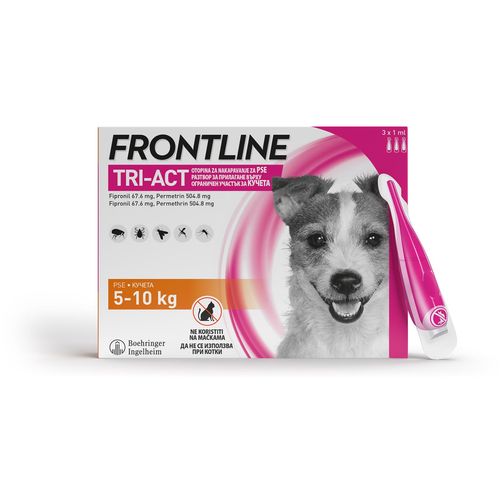 FRONTLINE Tri-Act S, otopina za nakapavanje, za pse 5-10 kg, 3x1,0 mL slika 1