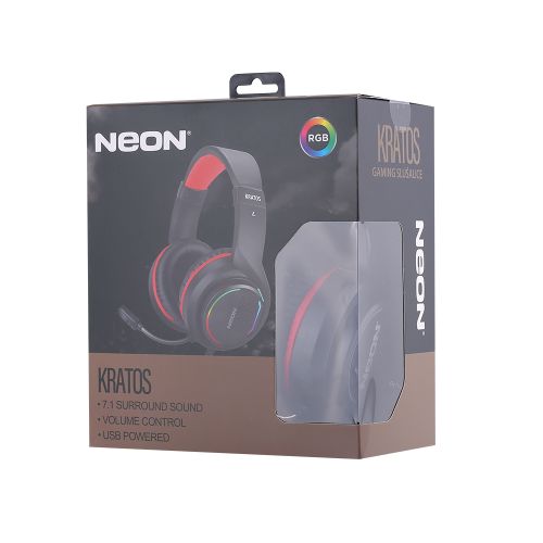 Slušalice + mikrofon NEON KRATOS, crno - crvene, 7,1, LED RGB, USB slika 2