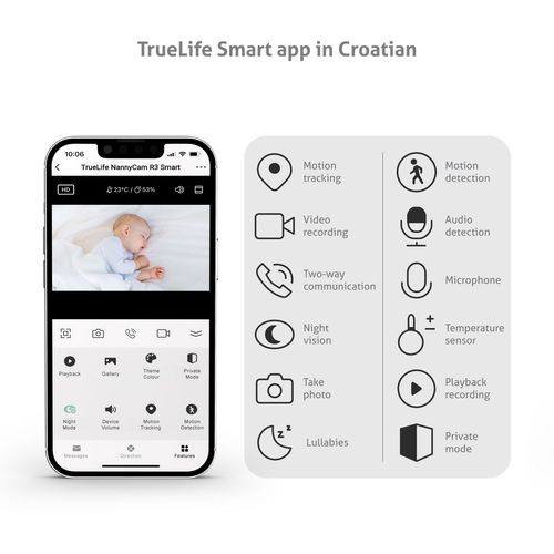 TRUELIFE digitalni video monitor NannyCam R3 Smart slika 5