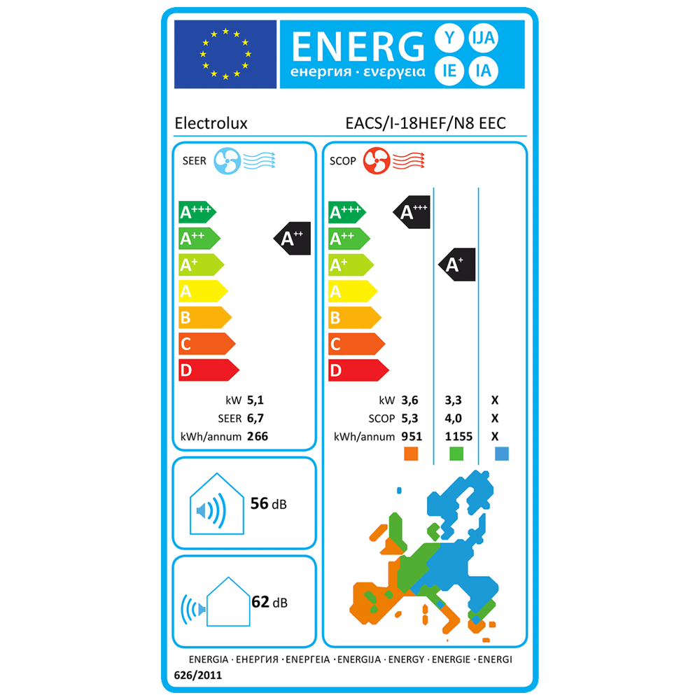 Electrolux Klima uređaj, 18000Btu, R32, Inverter, A++/A+ - EACS/I-18HEF/N8 EEC slika 4