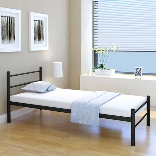 Krevet s madracem crni metalni 90 x 200 cm slika 60