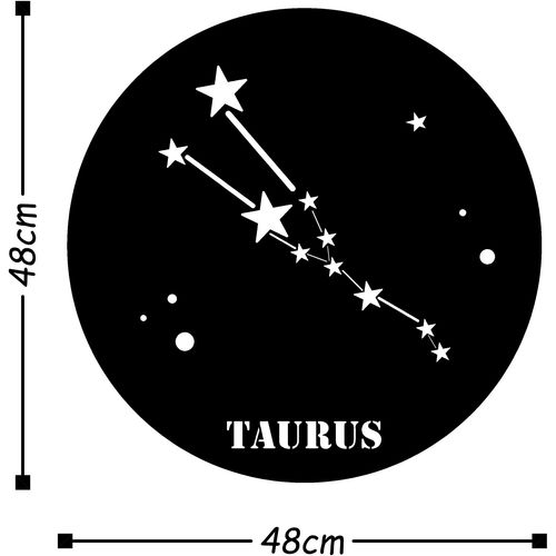 Wallity Metalna zidna dekoracija, Taurus Horoscope - Black slika 3